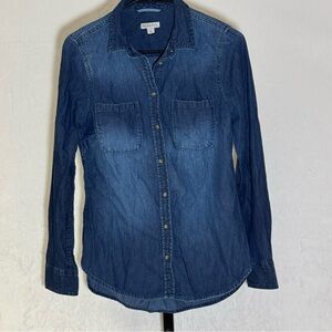 Merona Women’s Dark Blue Button Up Denim Shirt